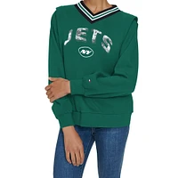 Women's Tommy Hilfiger Green New York Jets Alice V-Neck Pullover Sweatshirt