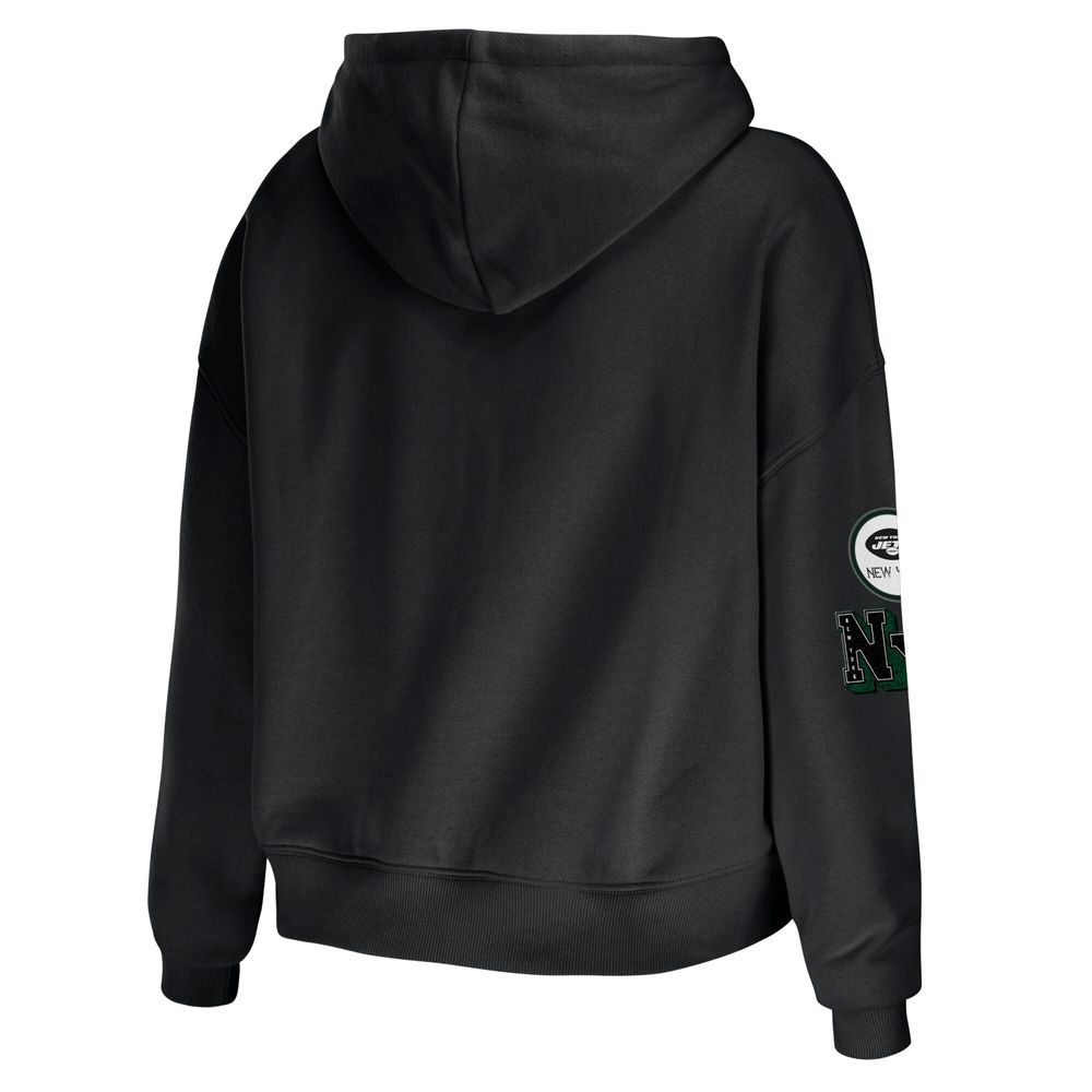 Women's WEAR by Erin Andrews Black New York Jets Fleece Cropped