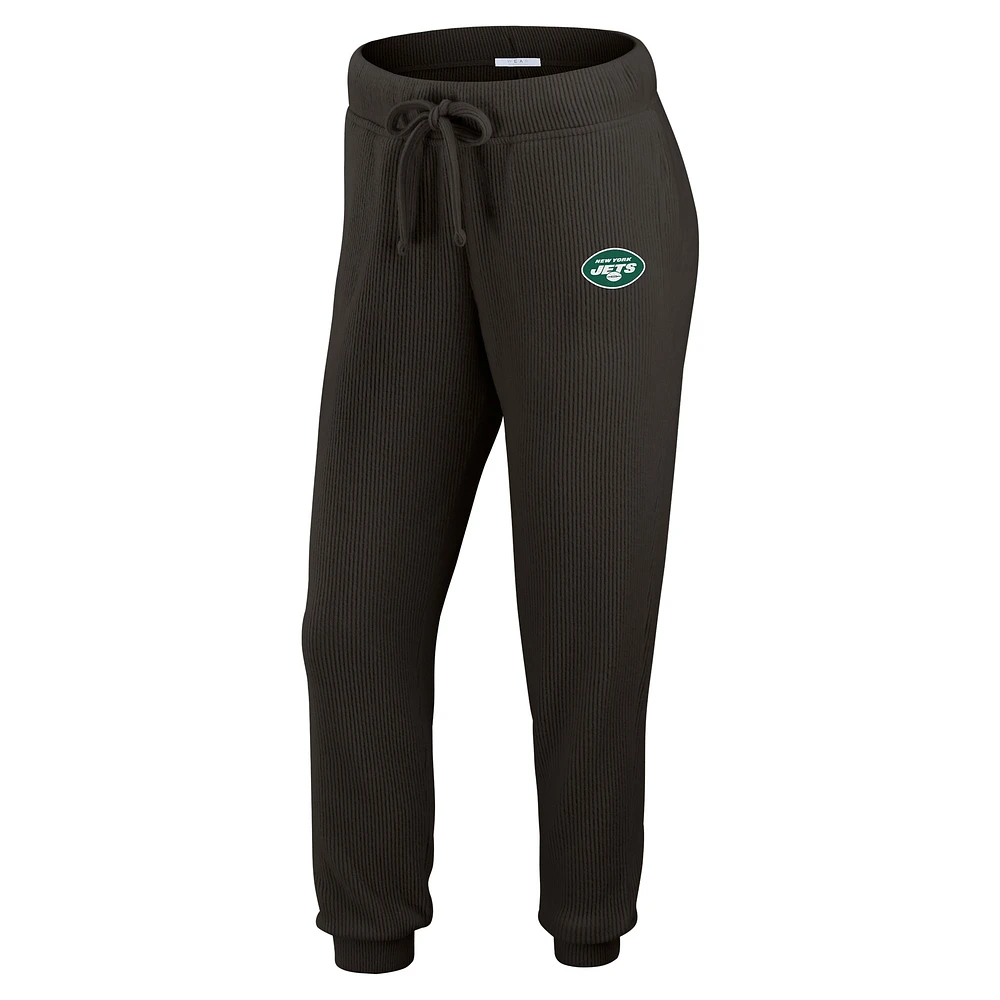 Women's WEAR by Erin Andrews  Cream New York Jets Knitted Tri-Blend Long Sleeve T-Shirt & Pants Lounge Set