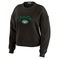 Women's WEAR by Erin Andrews  Cream New York Jets Plus Knitted Tri-Blend Long Sleeve T-Shirt & Pants Lounge Set