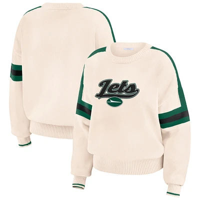 Pull rayé crème New York Jets pour femme WEAR by Erin Andrews