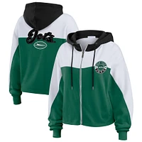 Sweat à capuche zippé blocs de couleurs vert/blanc des New York Jets pour femme WEAR by Erin Andrews