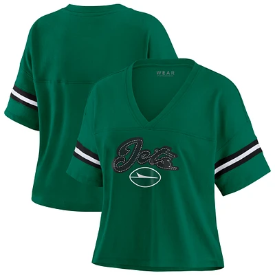 T-shirt boxy color block vert/blanc grande taille pour femme WEAR by Erin Andrews des New York Jets