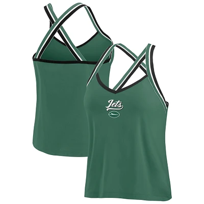 Women's WEAR by Erin Andrews Green New York Jets Cross Strap Tri-Blend Tank Top