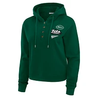 Women's WEAR by Erin Andrews  Green New York Jets Plus Waffle Hoodie Pullover Top