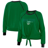 Women's WEAR by Erin Andrews Green New York Jets Tie-Front Long Sleeve T-Shirt