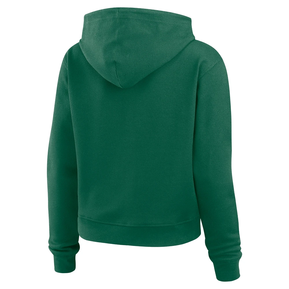 Women's WEAR by Erin Andrews  Green New York Jets Waffle Hoodie Pullover Top