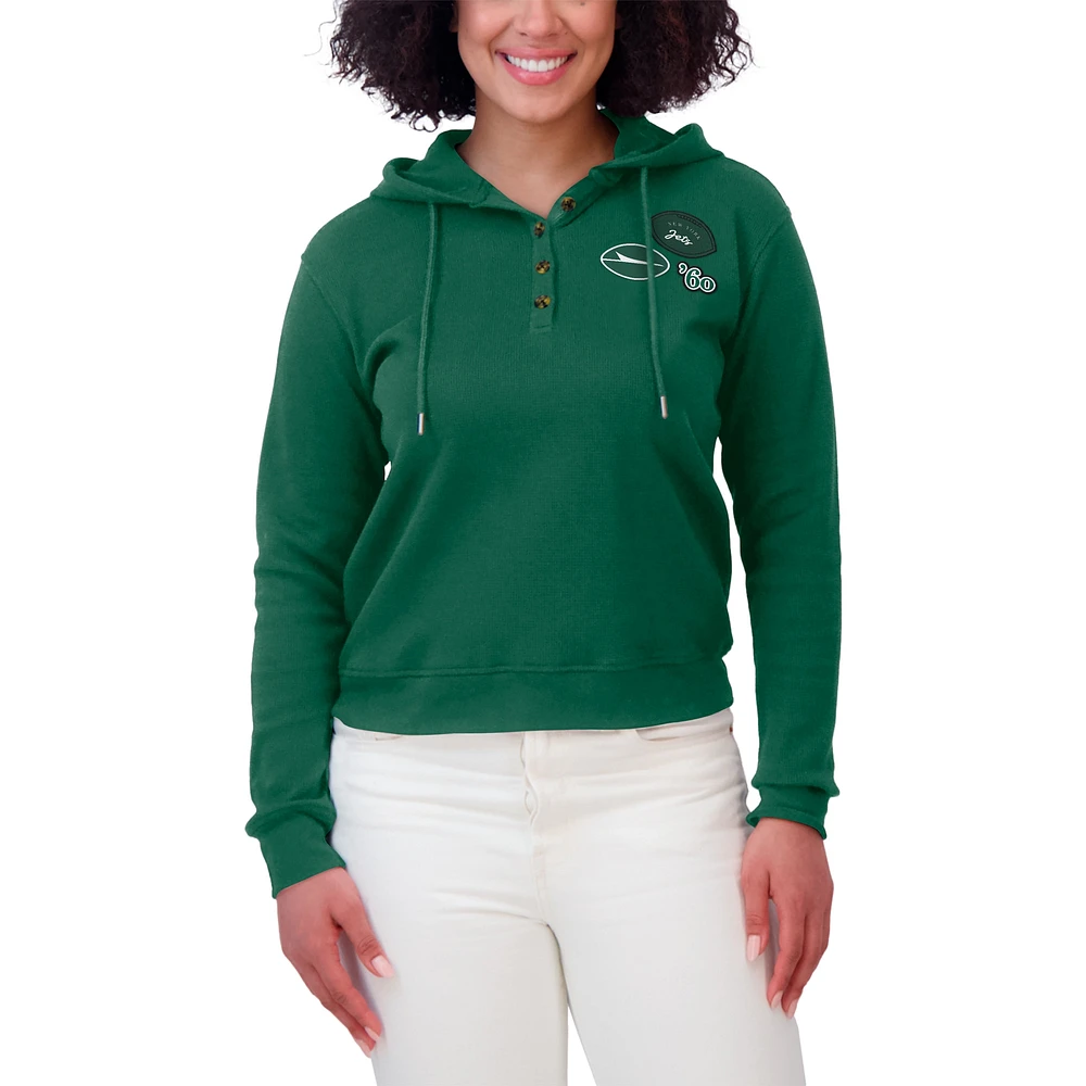 Women's WEAR by Erin Andrews  Green New York Jets Waffle Hoodie Pullover Top