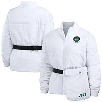 Women's WEAR by Erin Andrews  White New York Jets Packaway Full-Zip Puffer Jacket