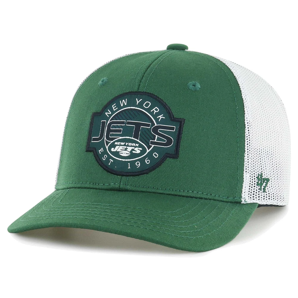 Casquette de camionneur réglable New York Jets Scramble '47 vert/blanc pour jeune