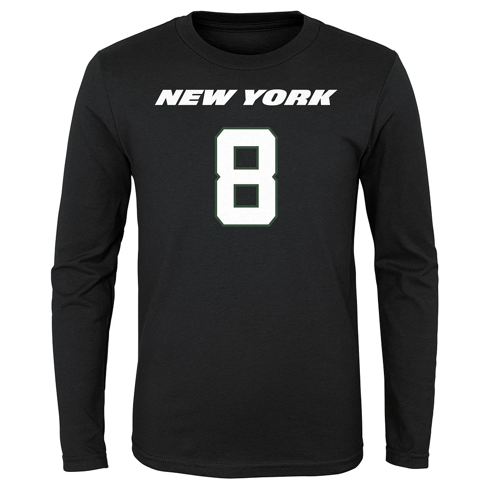 T-shirt à manches longues avec nom et numéro du joueur principal des New York Jets Aaron Rodgers pour jeune