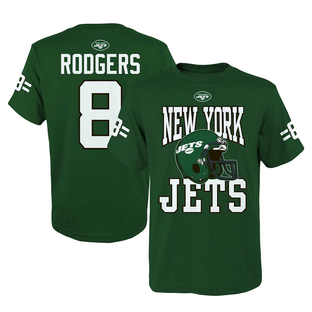 T-shirt vert pour jeune Aaron Rodgers avec casque des New York Jets