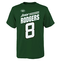 T-shirt vert avec nom et numéro des New York Jets d'Aaron Rodgers pour jeune