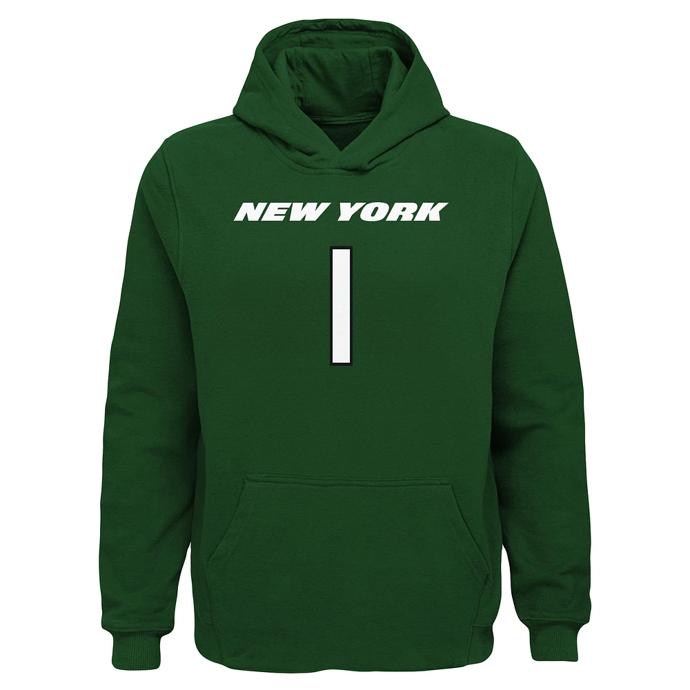 Youth Ahmad Sauce Gardner Green New York Jets Mainliner Player Name & Number Pullover Hoodie