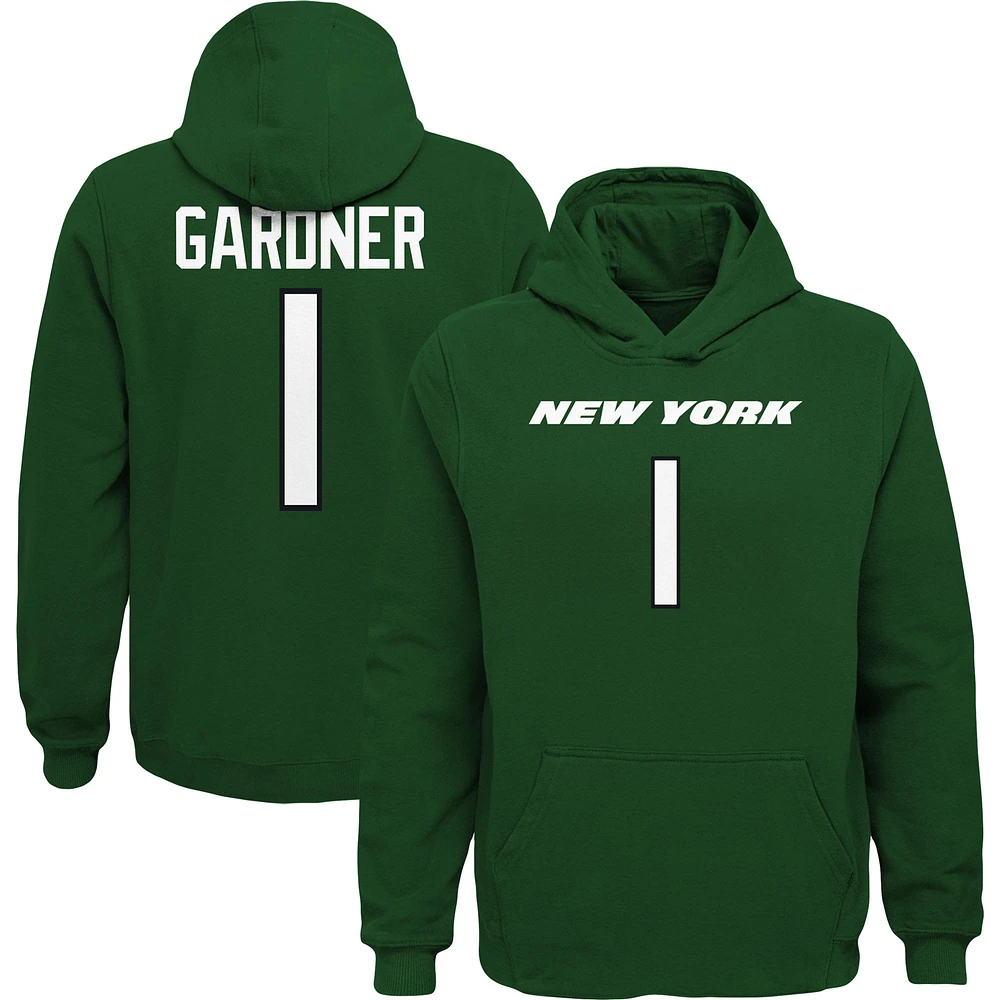 Youth Ahmad Sauce Gardner Green New York Jets Mainliner Player Name & Number Pullover Hoodie