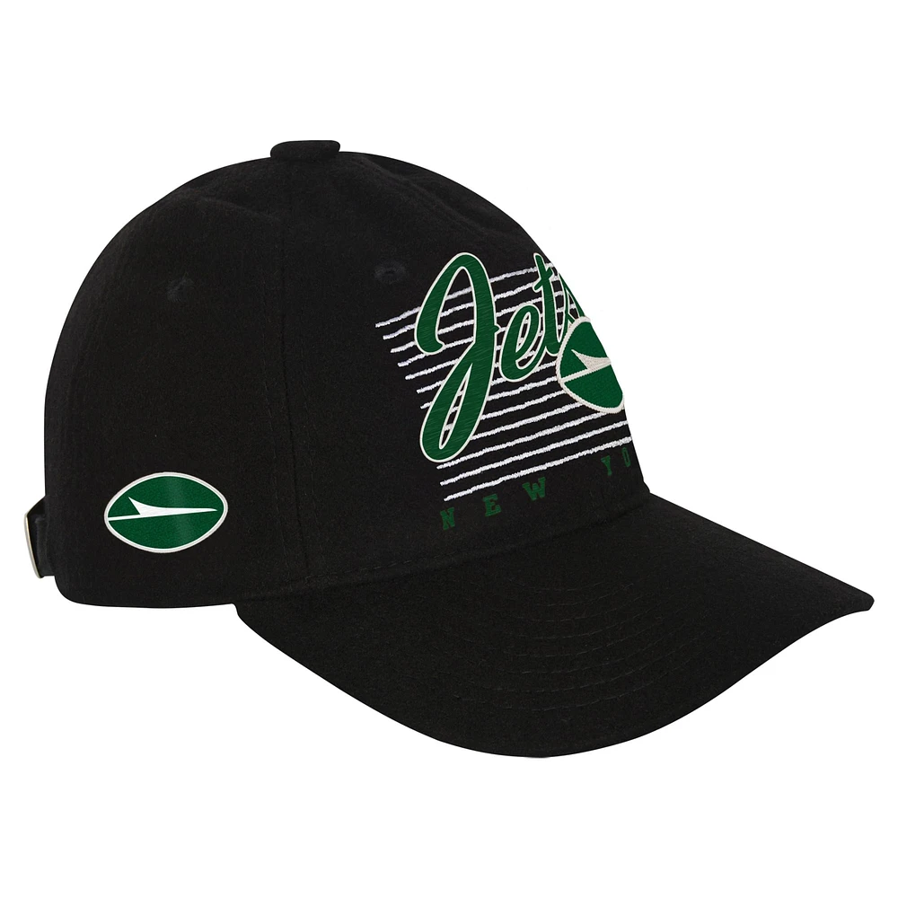 Youth Black New York Jets Retro Wooly Adjustable Hat