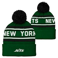 Youth Green New York Jets  Jacquard Cuffed Knit Hat with Pom