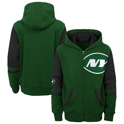 Youth Green New York Jets Stadium Color-Block Full-Zip Hoodie