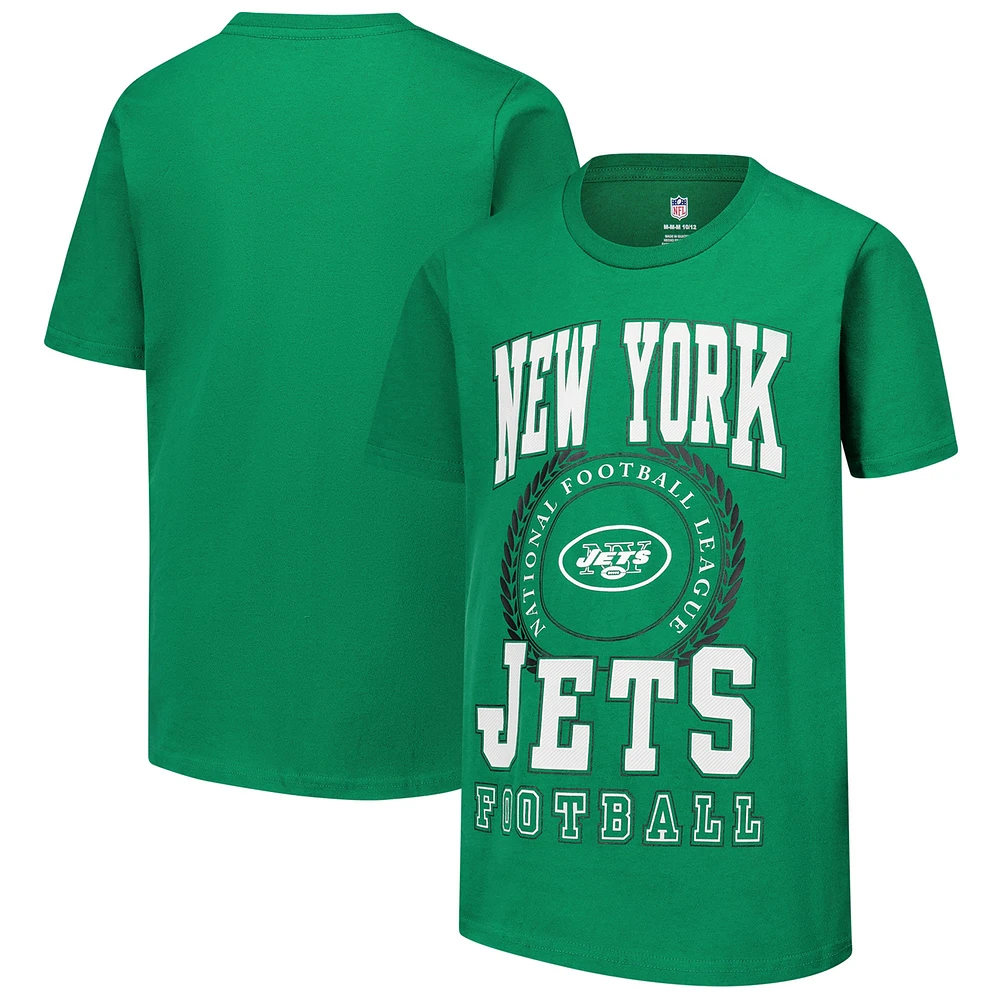 T-shirt vert pour jeunes avec logo rétro cousu des New York Jets