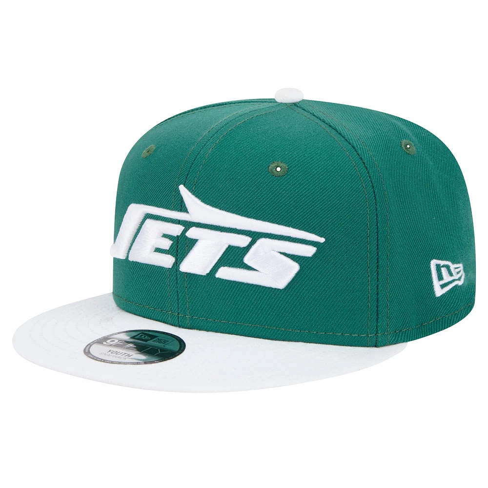 Youth New Era Green/White New York Jets Main Two-Tone 9FIFTY Snapback Hat