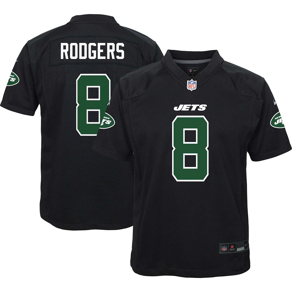 Maillot de mode jeu Nike Aaron Rodgers pour jeunes des Jets New York, noir