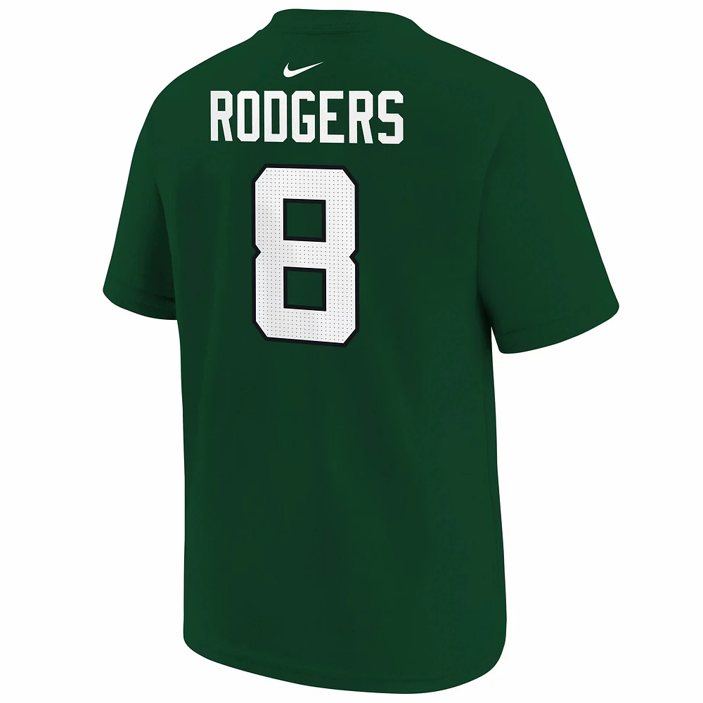 T-shirt vert avec nom et numéro du joueur des New York Jets Nike Aaron Rodgers pour jeune