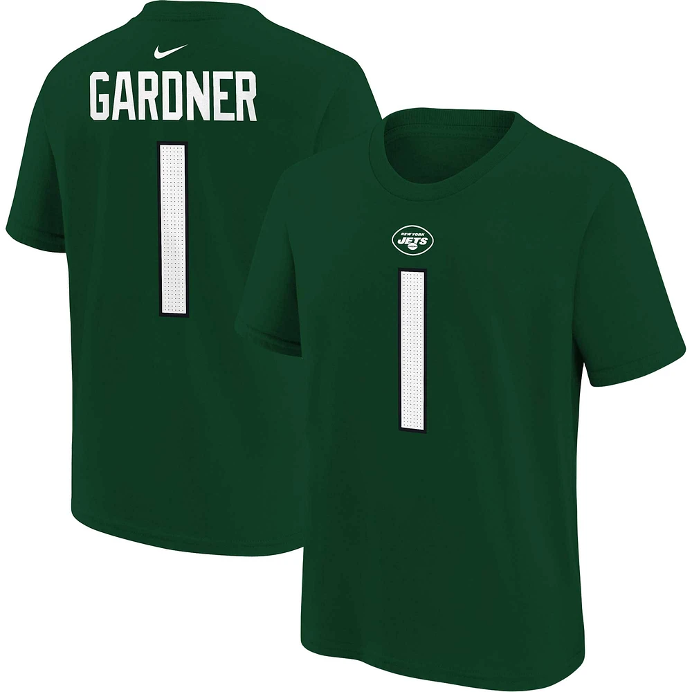 T-shirt Nike Ahmad Sauce Gardner vert avec nom et numéro de joueur des New York Jets pour jeune