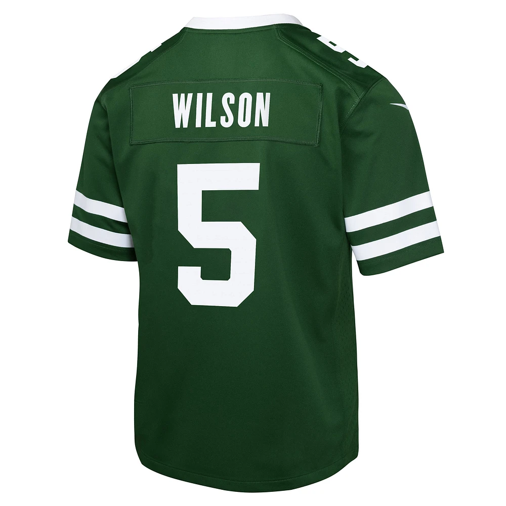 Maillot de match Nike Garrett Wilson vert des New York Jets pour jeune