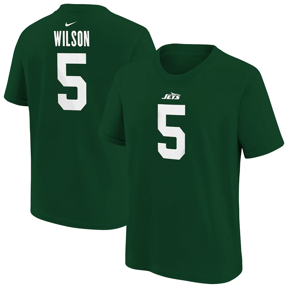 T-shirt Nike vert avec nom et numéro de joueur Garrett Wilson des New York Jets pour jeune