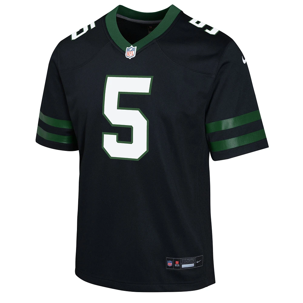 Maillot de jeu alternatif Nike Garrett Wilson Legacy pour jeunes Jets New York, noir