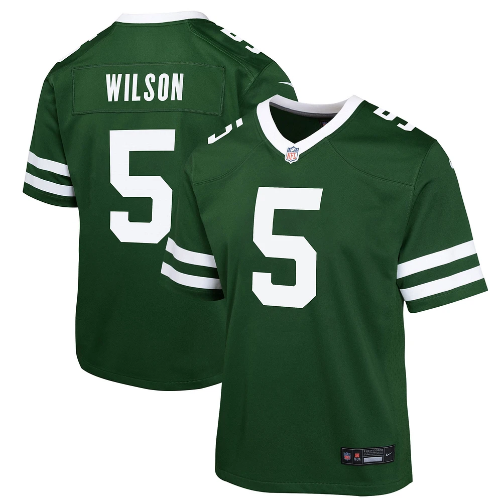 Maillot de match Nike Garrett Wilson Legacy vert New York Jets pour jeune