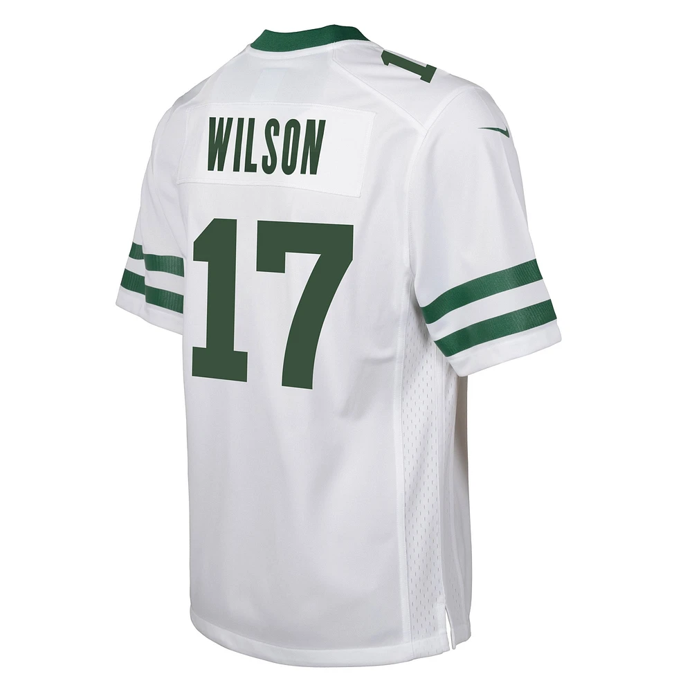 Maillot de match Nike Garrett Wilson Legacy blanc des Jets New York pour jeune