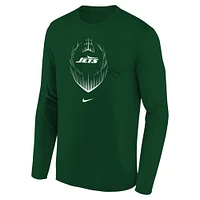 T-shirt à manches longues Nike vert pour jeunes New York Jets Legend Icon