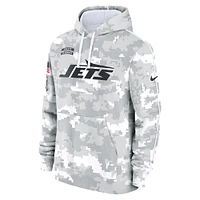 Youth Nike White/Gray New York Jets 2024 Salute To Service Pullover Hoodie