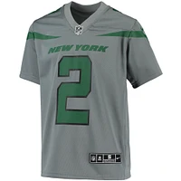 Maillot de jeu d'équipe inversé Nike Zach Wilson pour jeunes New York Jets, gris