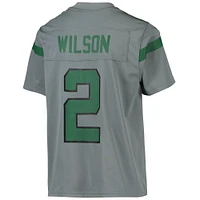 Maillot de jeu d'équipe inversé Nike Zach Wilson pour jeunes New York Jets, gris