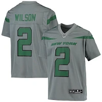 Maillot de jeu d'équipe inversé Nike Zach Wilson pour jeunes New York Jets, gris