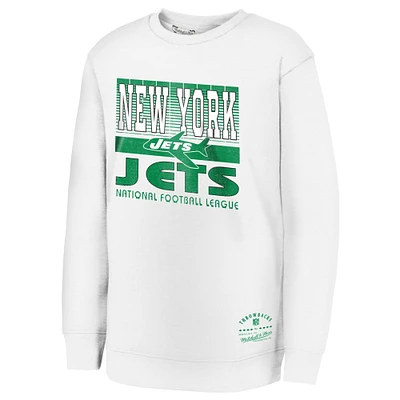 Youth White New York Jets Retro Big Game Fleece Pullover Sweatshirt