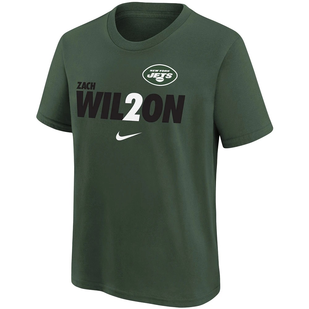 T-shirt graphique pour jeunes Zach Wilson Green New York Jets Local Pack Player