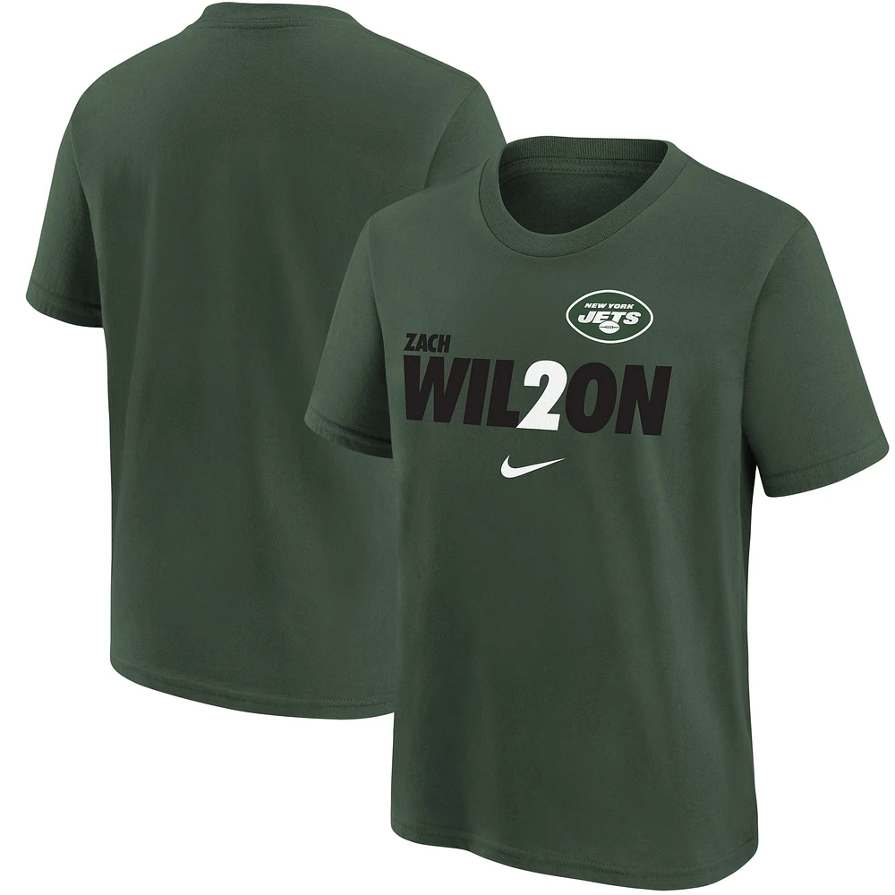 T-shirt graphique pour jeunes Zach Wilson Green New York Jets Local Pack Player