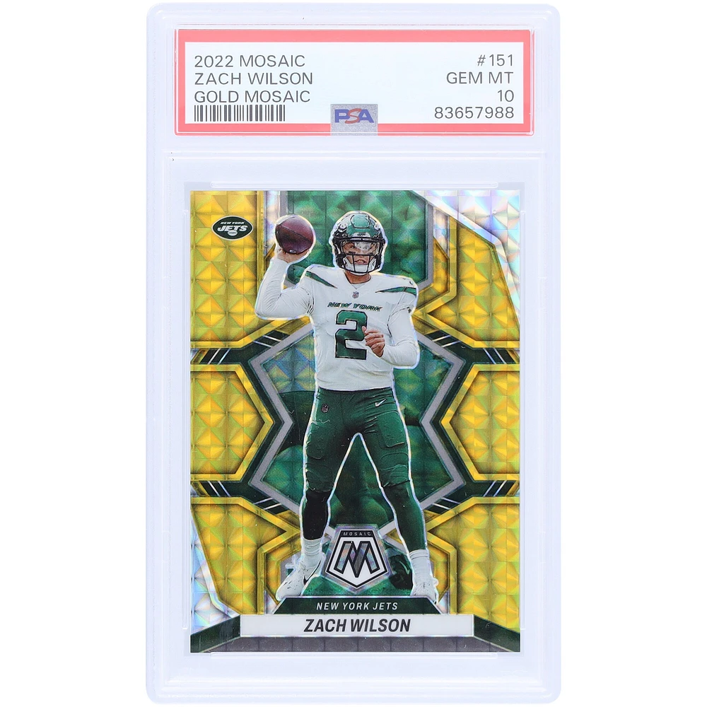 Zach Wilson New York Jets 2022 Panini Mosaic Gold Mosaic #151 #3/10 PSA authentifié 10 cartes