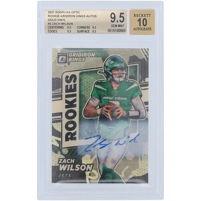 Carte Rookie 9.5/10 authentifiée Panini Donruss Optic Gold Vinyl Prizm #RGK-2 #1/1 BGS autographiée par Zach Wilson des New York Jets 2021 - Sous-grades 9.5,9.5,9.5,9.5