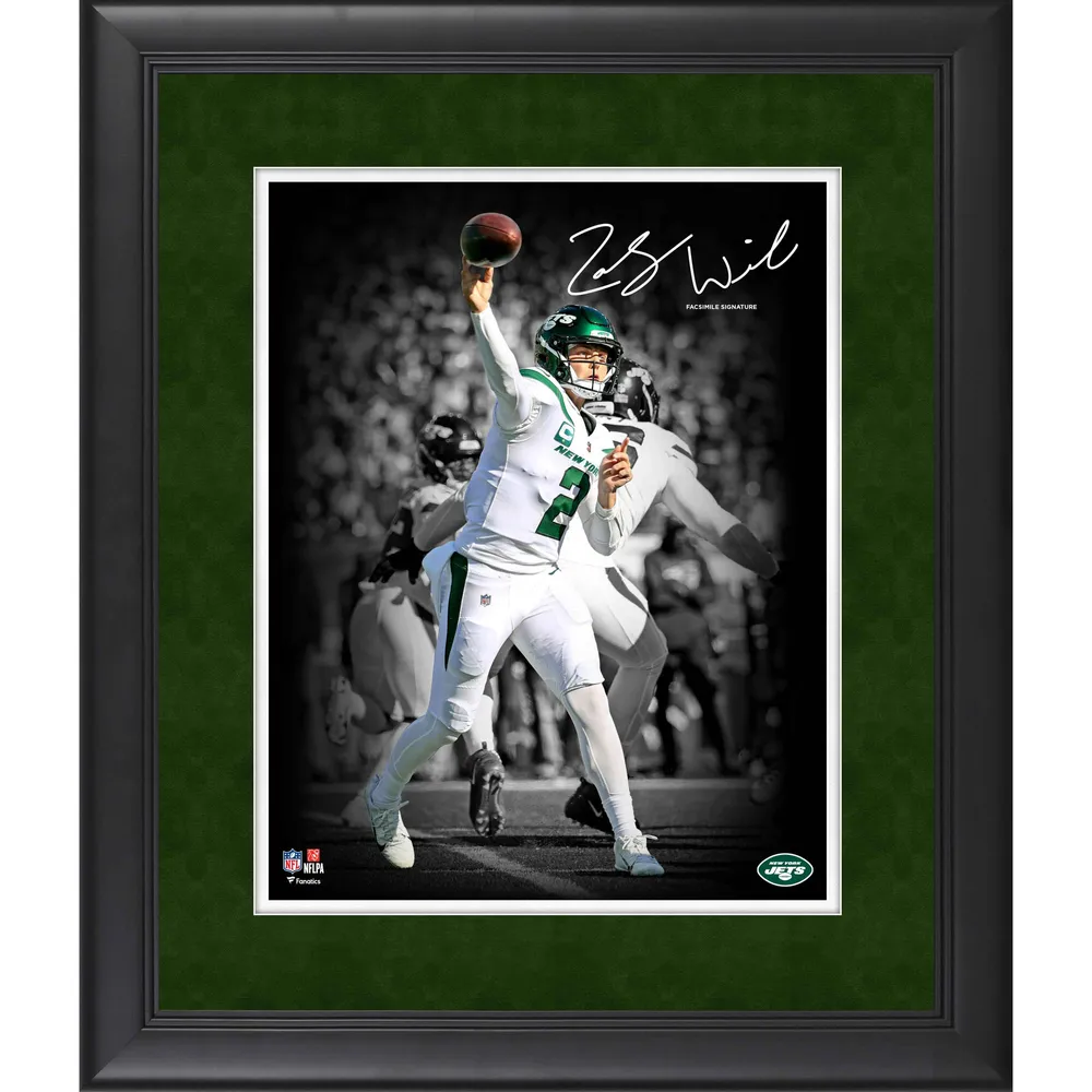 Zach Wilson New York Jets Unsigned White Jersey Passing Photograph