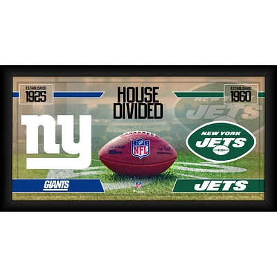 Collage de football encadré de 10" x 20" des Jets de New York contre les Giants de New York
