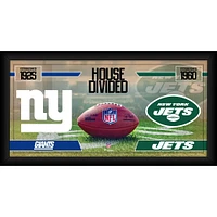 Collage de football encadré de 10" x 20" des Jets de New York contre les Giants de New York