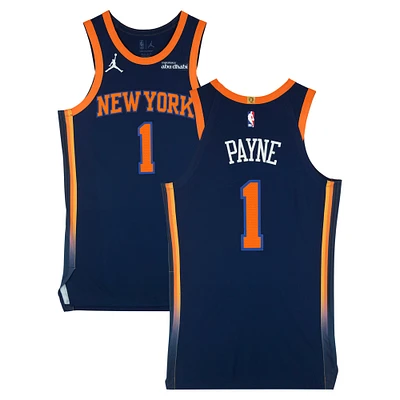 Maillot Jordan Brand Statement Edition bleu marine de Cameron Payne, New York Knicks, utilisé lors du match contre les Philadelphia 76ers le 26 février 2025 - Taille 46+4