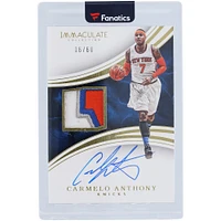 Carmelo Anthony New York Knicks Autographié 2015-16 Panini Immaculate Collection Patch Autographié 3 Couleur Relic #PA-CAN #16/60 Carte