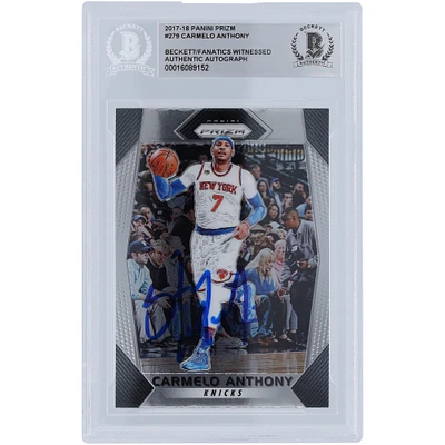 Carte Panini Prizm #279 autographiée 2017-18 de Carmelo Anthony des New York Knicks