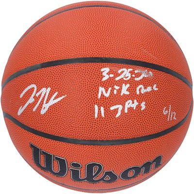 Ballon de basket-ball d'intérieur/extérieur Wilson Authentic Series autographié par Donte DiVincenzo New York Knicks avec inscription « 3-25-24 NYK Rec 11 3pts » - Édition limitée à 12
