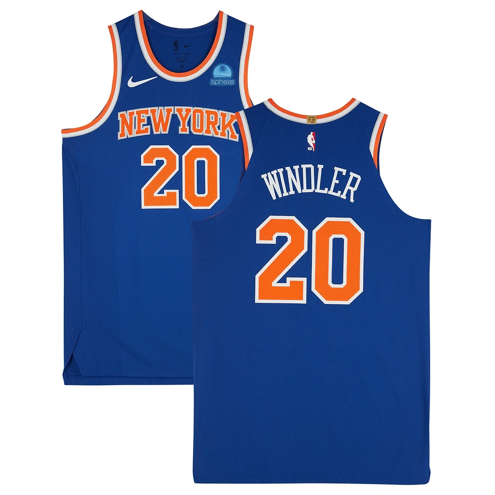 Maillot bleu n°20 de Dylan Windler des New York Knicks utilisé lors du match contre les New Orleans Pelicans le 28 octobre 2023